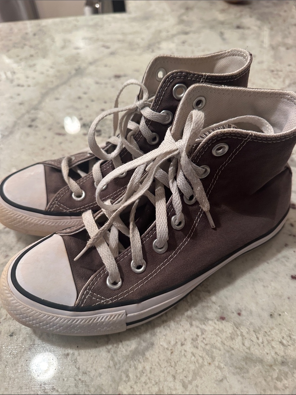 Converse High Top Sneakers - Taupe and White - Picture 3 of 5